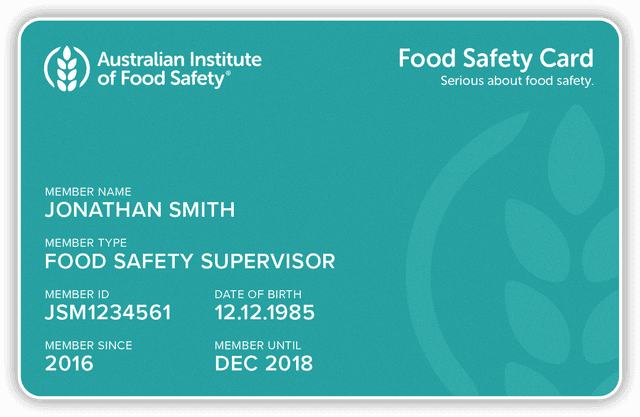 Green Food Safety Supervisor Card
